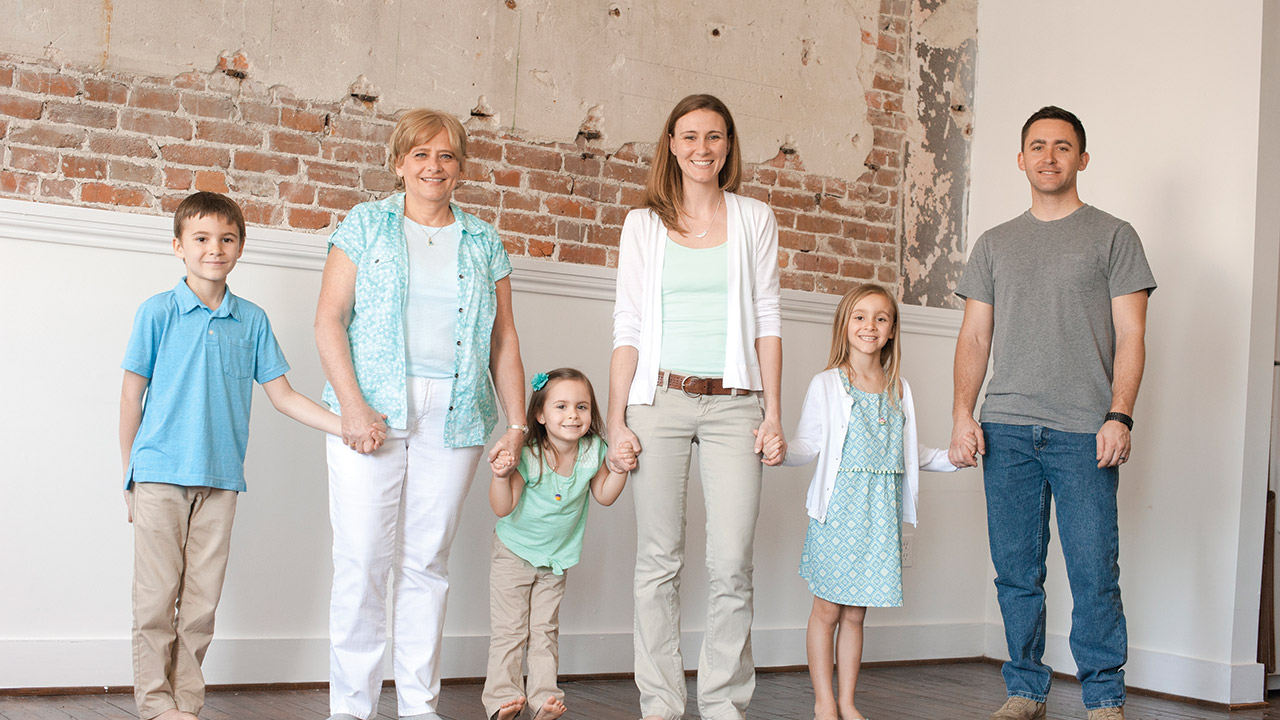 Multi-generation family at home