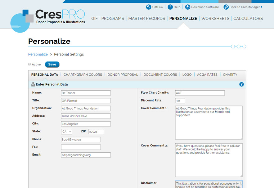 Personalization Page Personalization Page